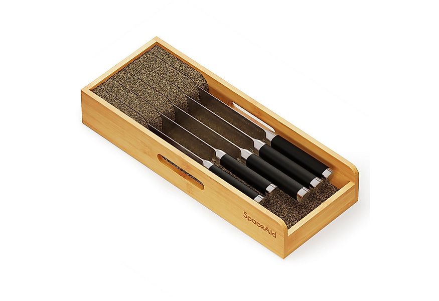 SpaceAid Besteckeinsatz Messer-Schubladen-Organizer Bambus-Einsatz Dock (fü günstig online kaufen