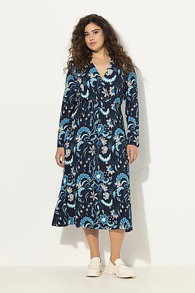 Ulla Popken Midikleid Jersey-Midikleid A-Linie V-Ausschnitt günstig online kaufen