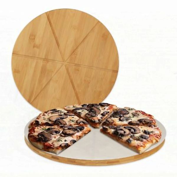 relaxdays Pizzabrett Bambus 2er Set mit Backpapier natur günstig online kaufen