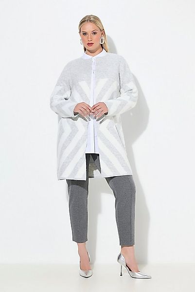 Ulla Popken Strickjacke Strickjacke Streifen ohne Verschluss Rundhals günstig online kaufen