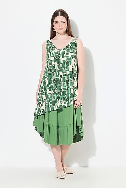 Ulla Popken Jerseykleid Midikleid A-Linie V-Ausschnitt günstig online kaufen