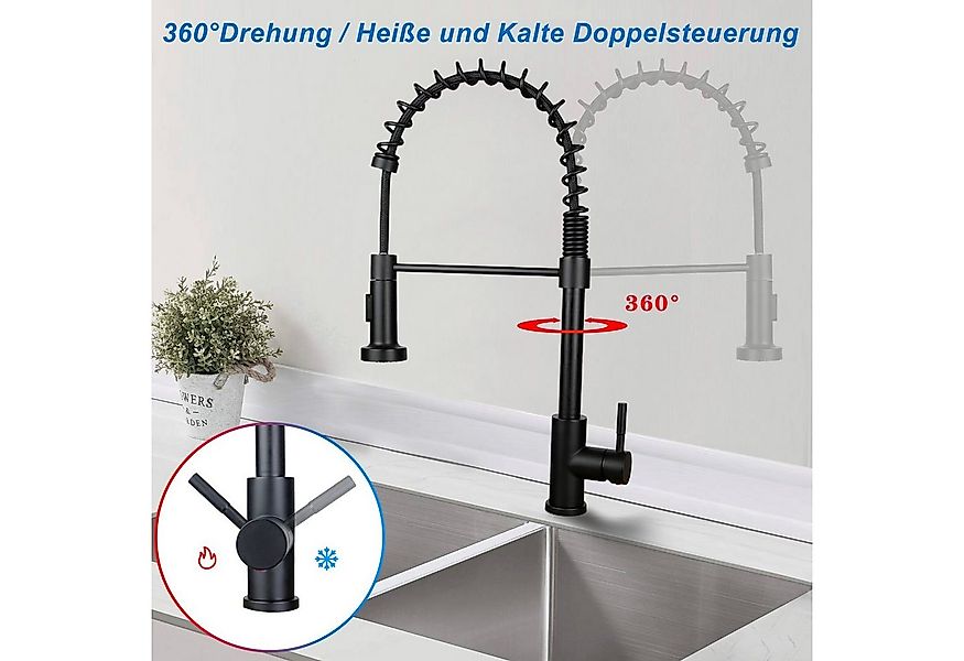 ZMH Küchenarmatur Schwarz Wasserhahn Brause ausziehbar Schwenkbar Küche Bad günstig online kaufen