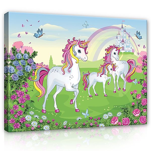 Wallarena Leinwandbild Kinderzimmer Mädchen Baby Unicorn günstig online kaufen