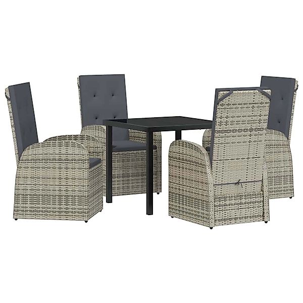 vidaXL Garten Essgruppe mit Kissen 5-Tlg Grau Poly Rattan 3379479 günstig online kaufen