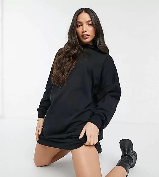 ASOS DESIGN Tall – Schwarzes Sweatshirtkleid mit Kapuze günstig online kaufen