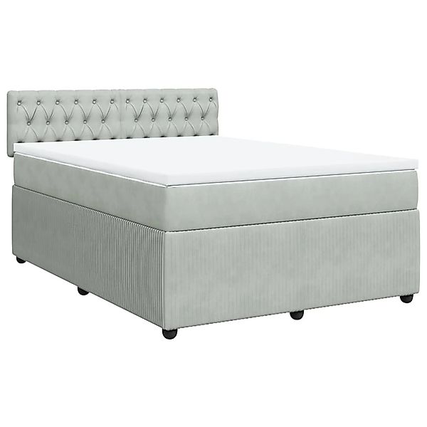 vidaXL Boxspringbett mit Matratze Hellgrau 140x200 cm Samt 3287764 günstig online kaufen