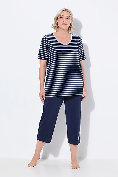 Ulla Popken Pyjama Pyjama Ringel Stickerei günstig online kaufen