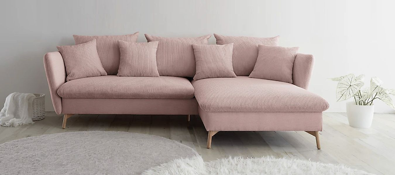 OTTO home Ecksofa "MERLE, 258 cm, L-Form, traumhafter Cord," mit Bettfunkti günstig online kaufen