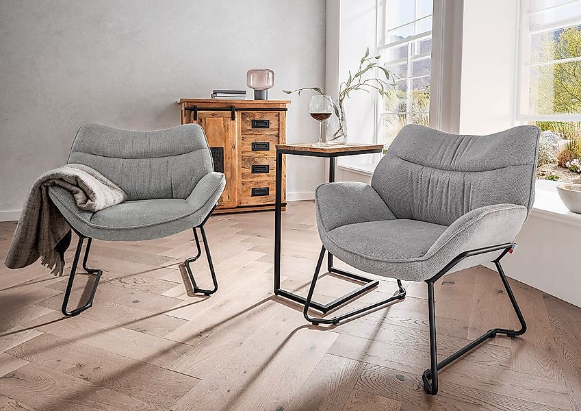 Indoormöbelset Sessel Aliano light grey & Beistelltisch Materos günstig online kaufen