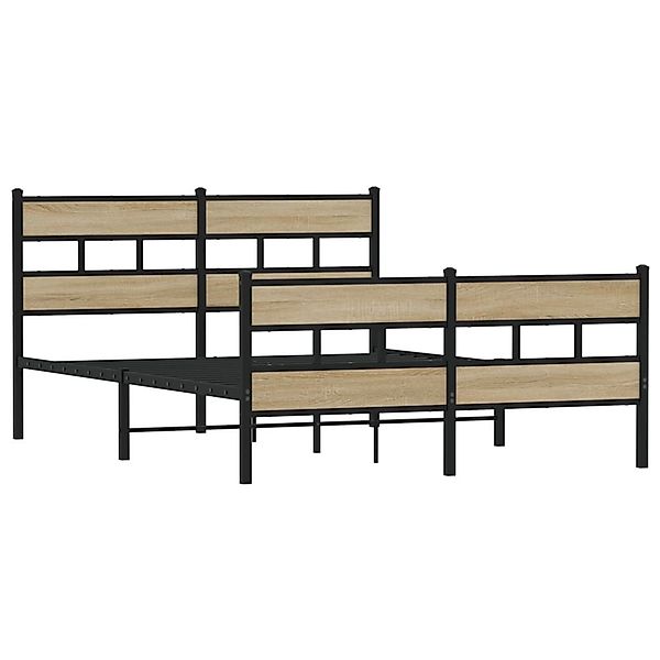 vidaXL Bett Metallbett ohne Matratze Sonoma-Eiche günstig online kaufen