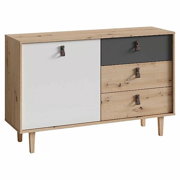 Sideboard BILL Eiche Artisan Nachbildung weiß anthrazit dunkelbraun natur B günstig online kaufen