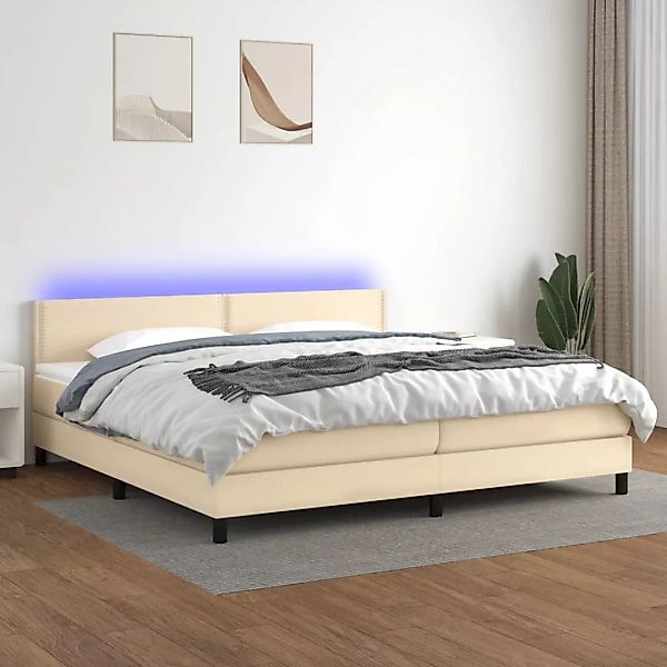 Vidaxl Boxspringbett Mit Matratze & Led Creme 200x200 Cm Stoff günstig online kaufen