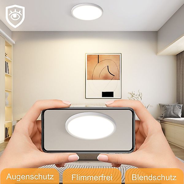 ZMH LED Deckenleuchte Whonzimmer ∅18CM Schwarz/Weiß günstig online kaufen