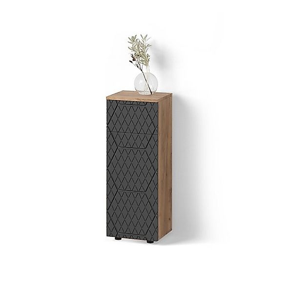 Livinity® Midischrank Ronco, Anthrazit gestreift/Goldkraft Eiche, 30 x 81 c günstig online kaufen