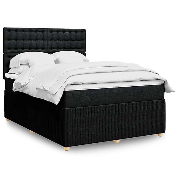 vidaXL Boxspringbett mit Matratze Schwarz 140x190 cm Stoff 3294367 günstig online kaufen
