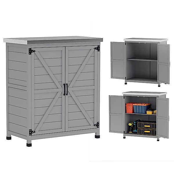 Outsunny Geräteschrank Outdoor, wetterfest, mit Arbeitsplatte, günstig online kaufen
