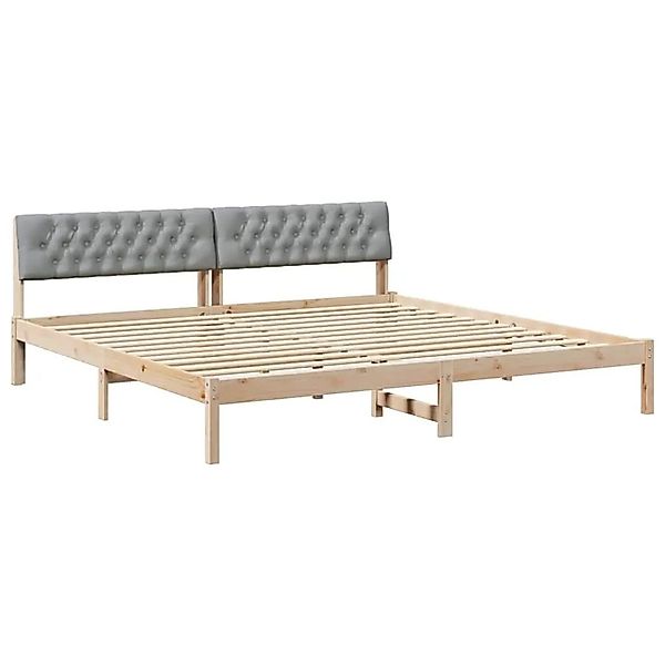 vidaXL Bettgestell Braun und Hellgrau 200 x 200 cm Massivholz Kiefer 339433 günstig online kaufen