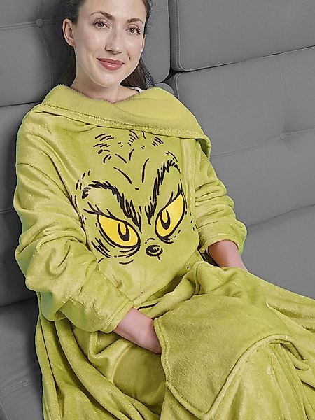Wohndecke The Grinch TV Decke mit Ärmeln und Taschen Kuscheldecke 130 x 170 günstig online kaufen