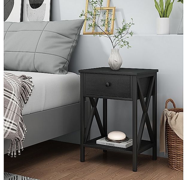 Vicco Nachtschrank Keno, Schwarz, 40 x 55 cm mit Schublade (1-St) günstig online kaufen