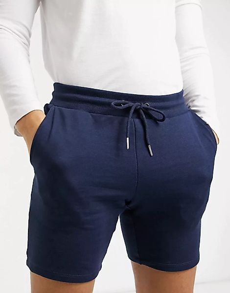 ASOS DESIGN– Eng geschnittene Shorts aus Bio-Jersey in Marineblau günstig online kaufen