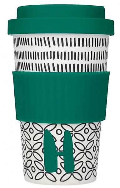 Kaffeebecher Alfabet H 410 Ml Bambus Weiß/grün/schwarz günstig online kaufen