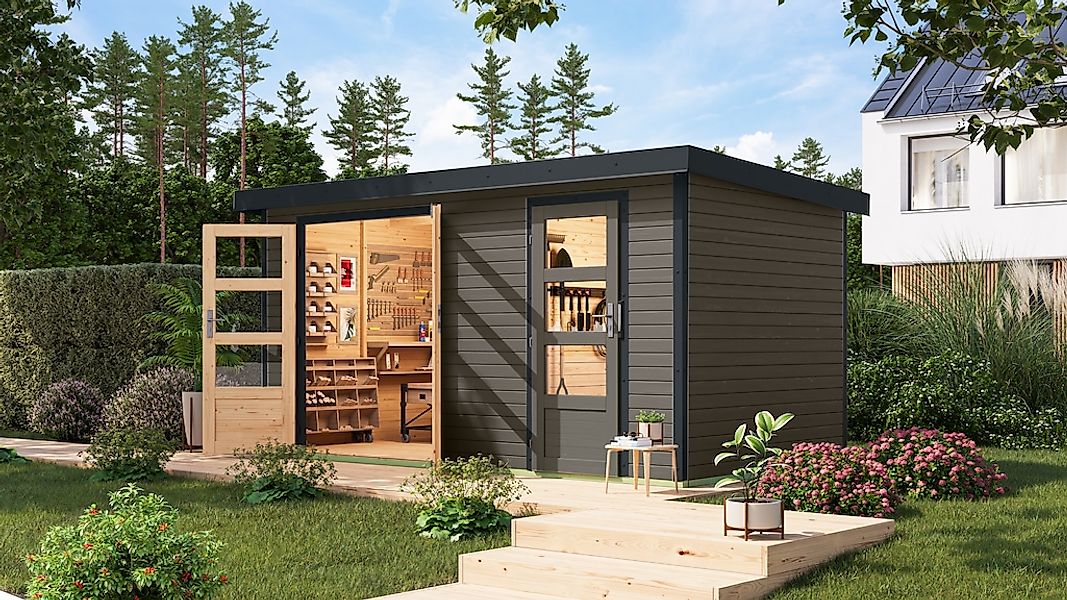 Karibu Gartenhaus "Merkur D" aus hochwertigen Materialien günstig online kaufen