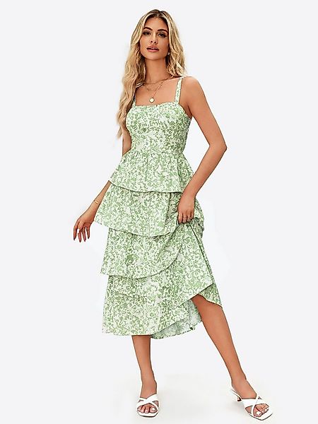 Imily Bela Maxikleid Damen Fließendes Mehrlagiges Kleid mit Rüschen (Packun günstig online kaufen