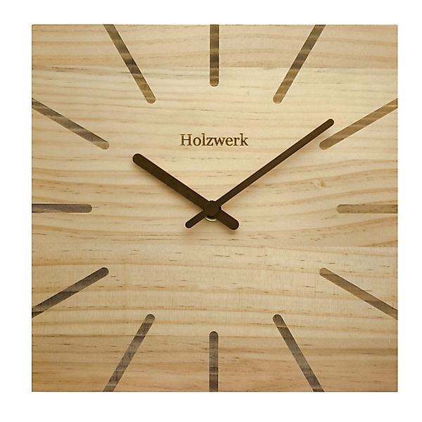 Holzwerk Wanduhr Eckige Designer Holz Quarzwanduhr günstig online kaufen