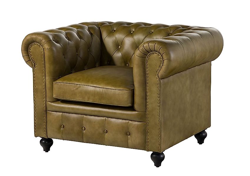 Massivmoebel24 Sessel (Sessel Echtleder 105x82x75 grün günstig online kaufen