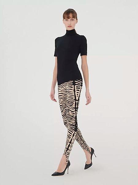 Wolford - Aurora Zebra Leggings, Frau, stormy sand/black, Größe: M günstig online kaufen