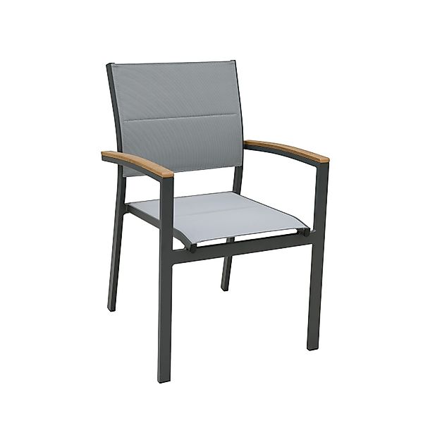 Garden Pleasure Stapelstuhl Silea Aluminium mit Armlehnen Grau-Schwarz 2er günstig online kaufen