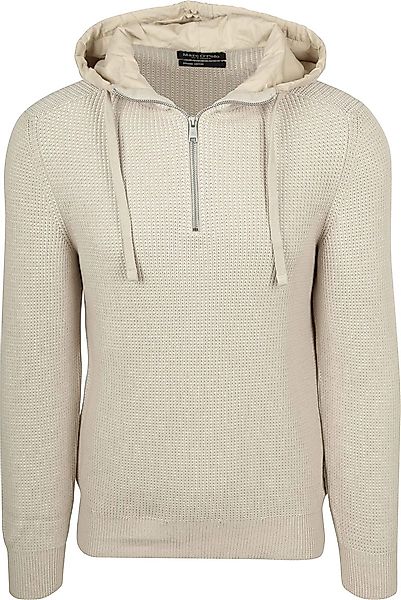 Marc O'Polo Hooded Half Zip Pullover Structured Bi-Colour Ecru - Größe XL günstig online kaufen