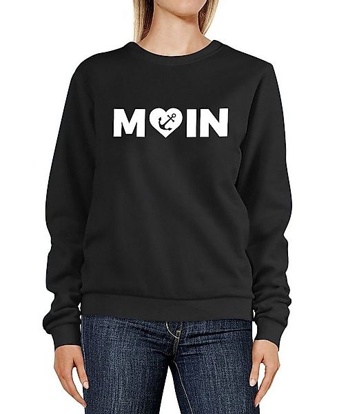 MoonWorks Sweatshirt Sweatshirt Damen Aufdruck Moin Herz mit Anker Rundhals günstig online kaufen