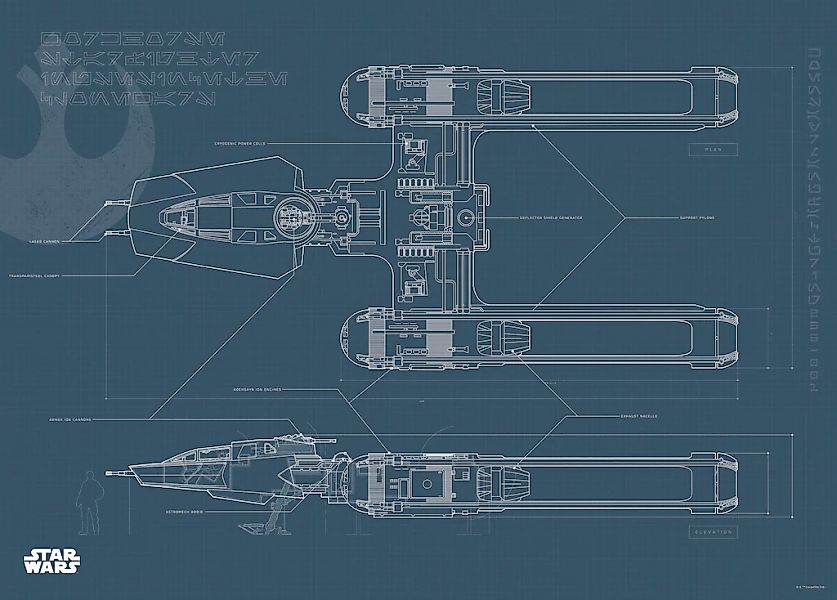 Komar Bild "Star Wars EP9 Blueprint Y-Wing" Star Wars 1 Stk. tlg. Wandbild günstig online kaufen