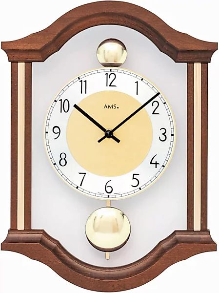 AMS Pendelwanduhr »W7447/1«, Quarzuhr, Holzgehäuse, Nussbaum,Esszimmer,Wohn günstig online kaufen