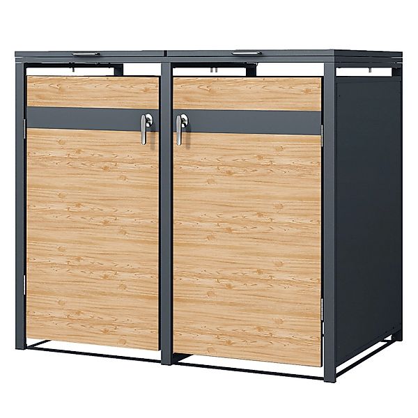 ML-Design Mülltonnenbox 2Er Anthrazit-Lärchenoptik 132x80x116,3 cm günstig online kaufen