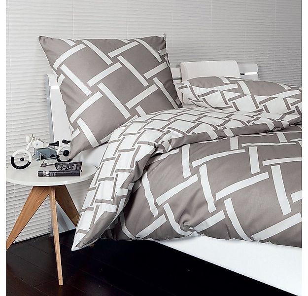 Janine Bettwäsche J.D. 8480 07 taupe, Mako-Satin, 2 teilig, Streifen-Design günstig online kaufen