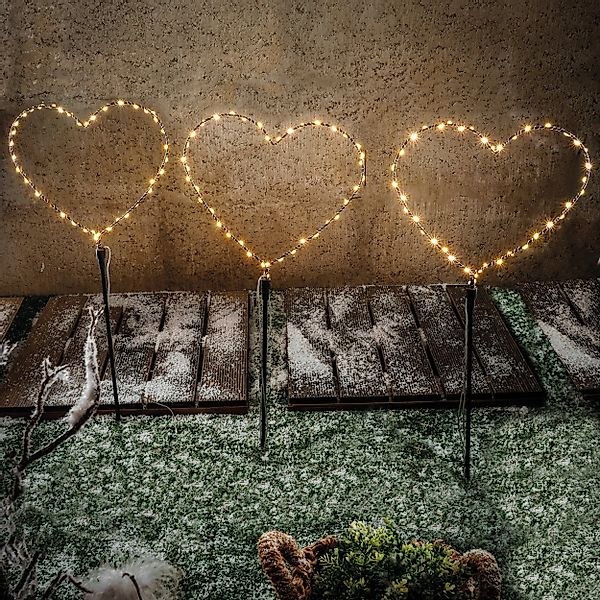 esotec LED Gartenleuchte Solar Weihnachtsdeko Herztrio günstig online kaufen