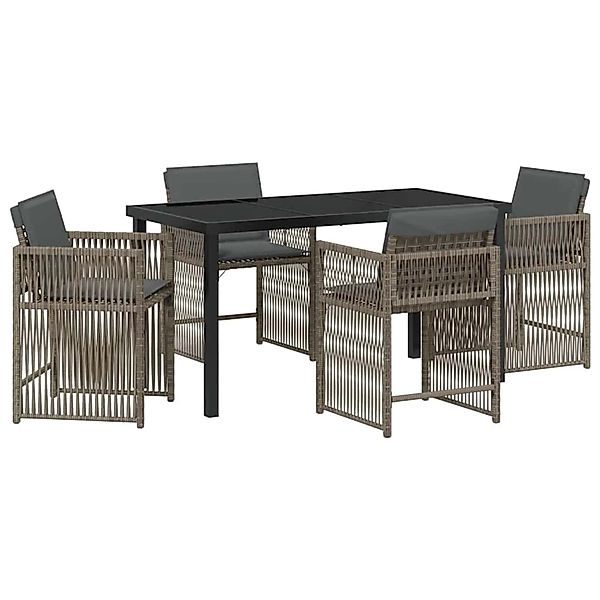 vidaXL Garten Essgruppe 5-Tlg Grau Poly Rattan 3380778 günstig online kaufen