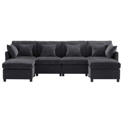 Merax Ecksofa U-förmiges Sofa aus Chenille-Stoff, günstig online kaufen