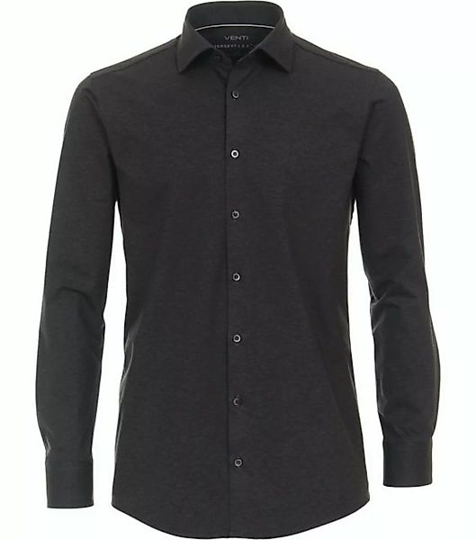VENTI Businesshemd Jerseyhemd - Modern Fit - Langarm - Einfarbig - Anthrazi günstig online kaufen