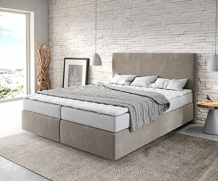 DELIFE Boxspringbett Dream-Well, Mikrofaser Beige 160x200 cm mit Matratze u günstig online kaufen