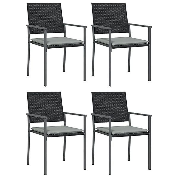 vidaXL Gartenstühle mit Kissen 4 Stk Schwarz 54x62,5x89cm Poly Rattan 31870 günstig online kaufen