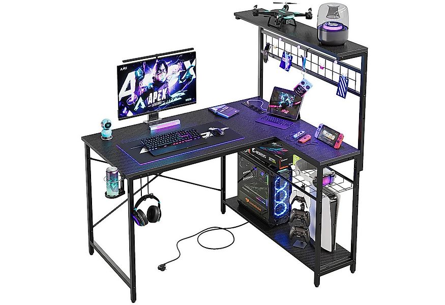 Bestier Gamingtisch L-förmiger Gamingtisch mit LED-Beleuchtung (106,6 x 82, günstig online kaufen