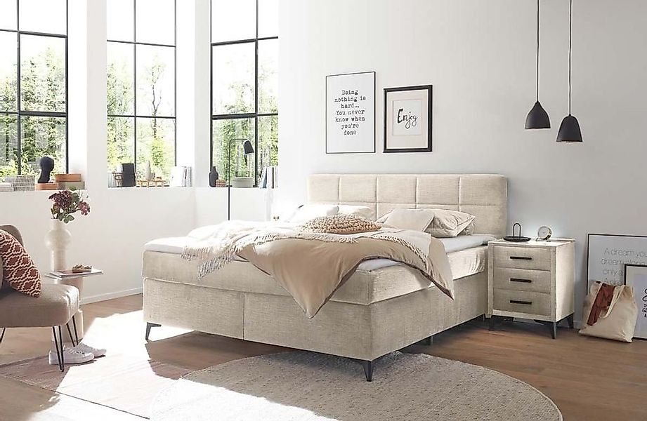 ED EXCITING DESIGN Boxspringliege (180 x 200 cm, Navarra), Beige günstig online kaufen