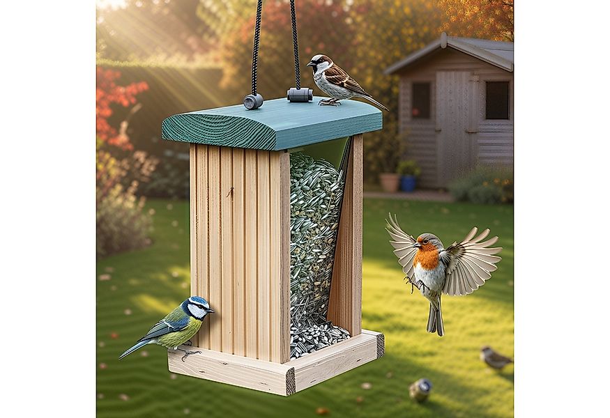 Zooprinz Futterspender für Vogel Wildvögel aus Vollholz mit Aufhänge Seil P günstig online kaufen