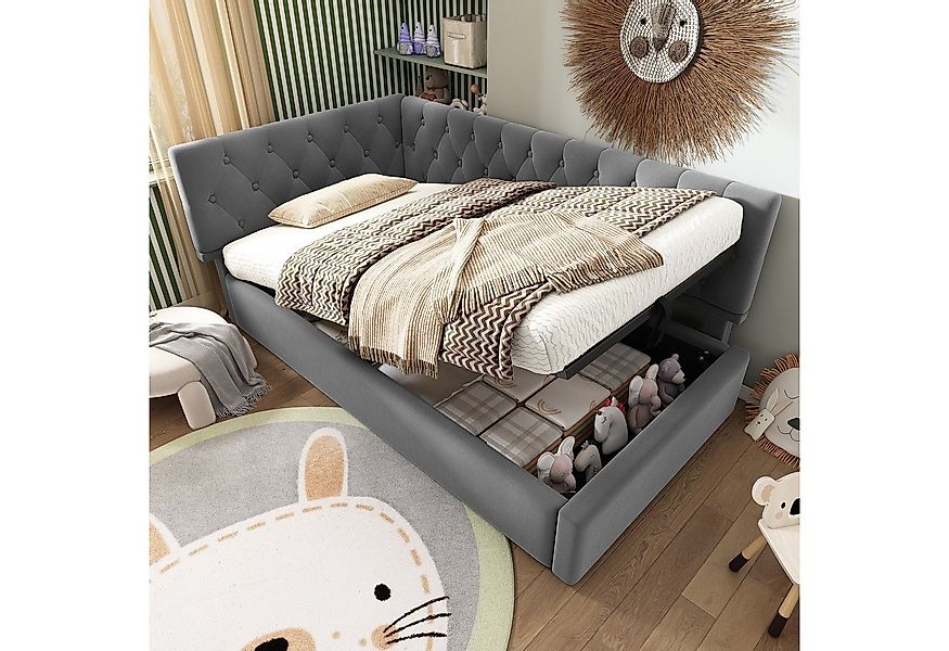 Flieks Polsterbett, Kinderbett Daybett 90x200cm Schlafsofa mit hydraulische günstig online kaufen