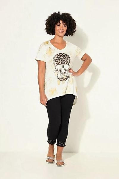 Angel of Style Rundhalsshirt T-Shirt Leo-Totenkopf V-ausschnitt Halbarm günstig online kaufen