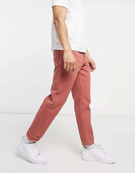 ASOS DESIGN – Jeans mit geradem Bein und kurzem Schnitt in dunklem Pfirsich günstig online kaufen