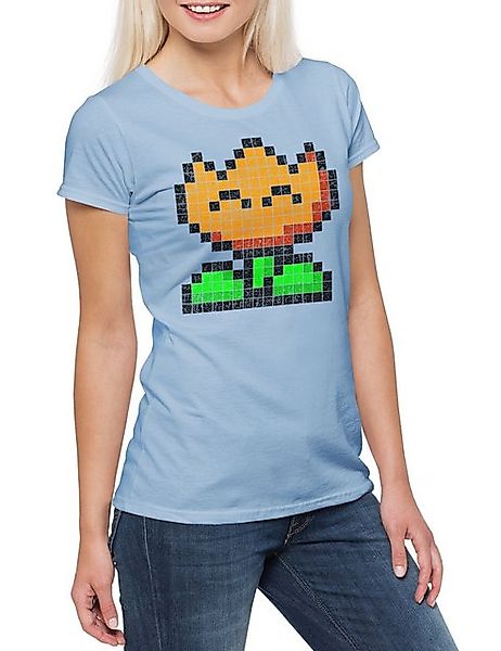 Urban Backwoods Print-Shirt Pixel Flower Damen T-Shirt Super Video Game Mar günstig online kaufen